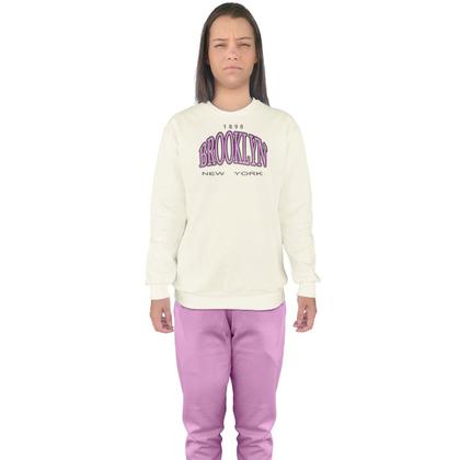 Imagem de Conjunto de Moletom Feminino Blusa Sem Capuz e Calça Jogger Estampado