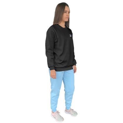 Imagem de Conjunto de Moletom Feminino Blusa Sem Capuz e Calça Jogger Estampado