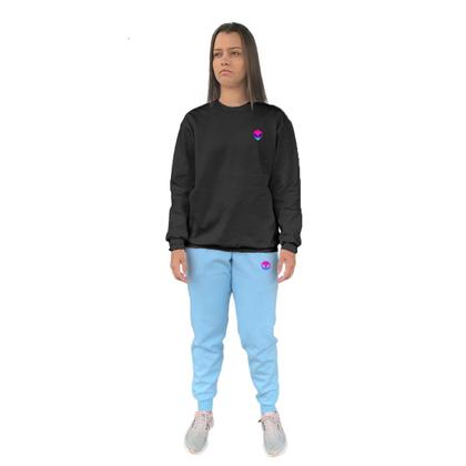 Imagem de Conjunto de Moletom Feminino Blusa Sem Capuz e Calça Jogger Estampado