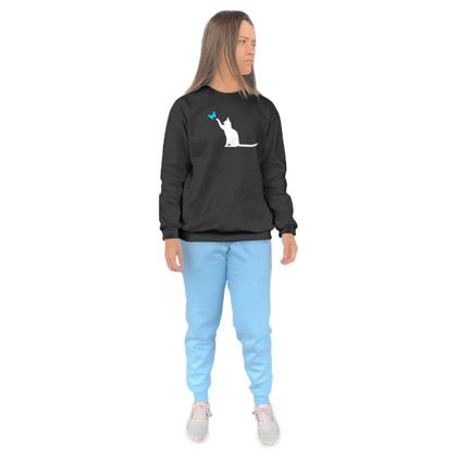 Imagem de Conjunto de Moletom Feminino Blusa Sem Capuz e Calça Jogger Estampado