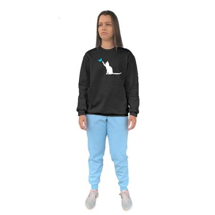 Imagem de Conjunto de Moletom Feminino Blusa Sem Capuz e Calça Jogger Estampado