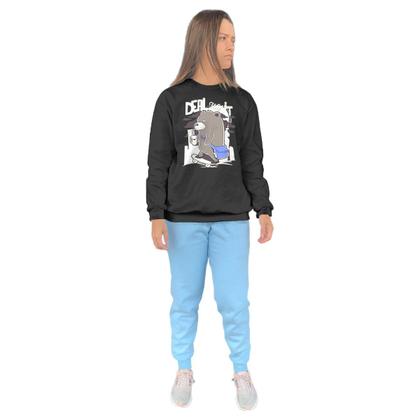 Imagem de Conjunto de Moletom Feminino Blusa Sem Capuz e Calça Jogger Estampado