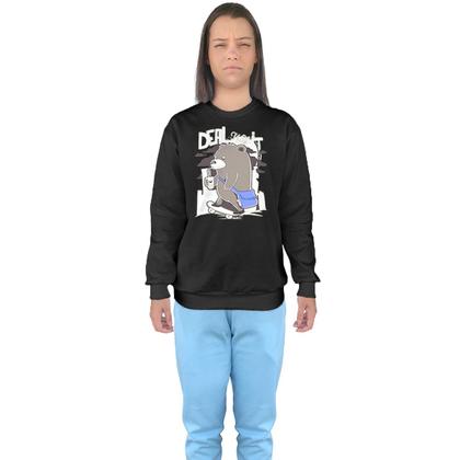 Imagem de Conjunto de Moletom Feminino Blusa Sem Capuz e Calça Jogger Estampado