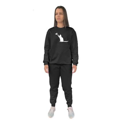 Imagem de Conjunto de Moletom Feminino Blusa Sem Capuz e Calça Jogger Estampado