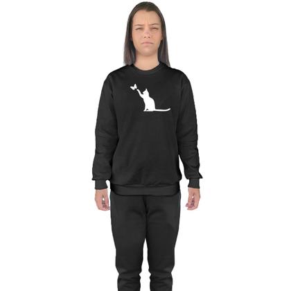 Imagem de Conjunto de Moletom Feminino Blusa Sem Capuz e Calça Jogger Estampado