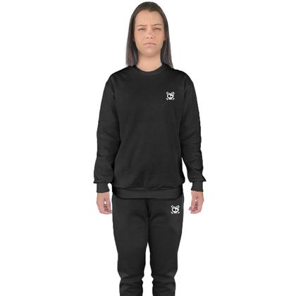 Imagem de Conjunto de Moletom Feminino Blusa Sem Capuz e Calça Jogger Estampado