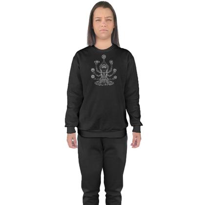 Imagem de Conjunto de Moletom Feminino Blusa Sem Capuz e Calça Jogger Estampado