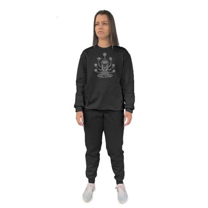 Imagem de Conjunto de Moletom Feminino Blusa Sem Capuz e Calça Jogger Estampado