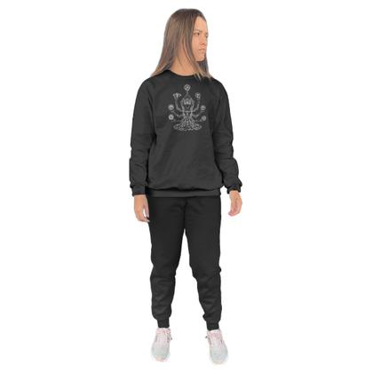 Imagem de Conjunto de Moletom Feminino Blusa Sem Capuz e Calça Jogger Estampado