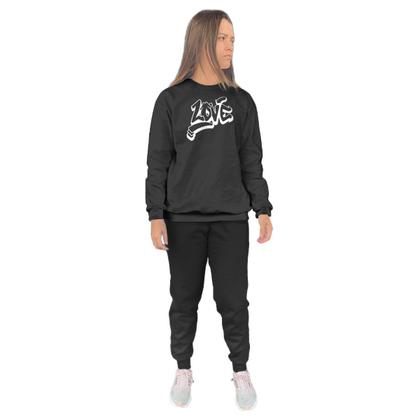 Imagem de Conjunto de Moletom Feminino Blusa Sem Capuz e Calça Jogger Estampado