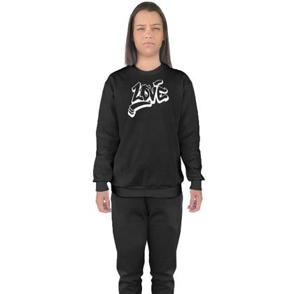 Imagem de Conjunto de Moletom Feminino Blusa Sem Capuz e Calça Jogger Estampado