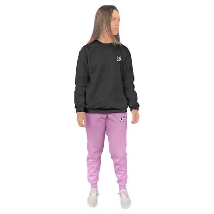 Imagem de Conjunto de Moletom Feminino Blusa Sem Capuz e Calça Jogger Estampado