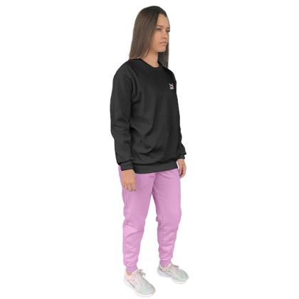 Imagem de Conjunto de Moletom Feminino Blusa Sem Capuz e Calça Jogger Estampado