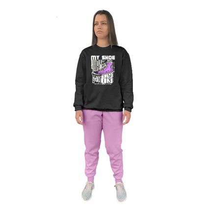 Imagem de Conjunto de Moletom Feminino Blusa Sem Capuz e Calça Jogger Estampado