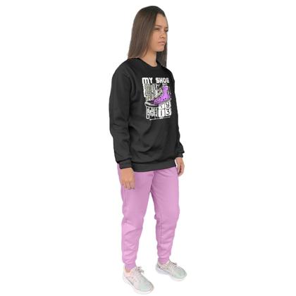 Imagem de Conjunto de Moletom Feminino Blusa Sem Capuz e Calça Jogger Estampado