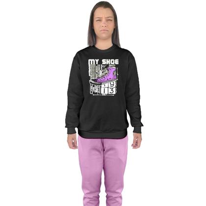Imagem de Conjunto de Moletom Feminino Blusa Sem Capuz e Calça Jogger Estampado