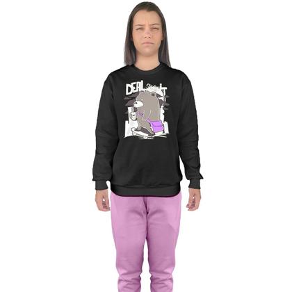 Imagem de Conjunto de Moletom Feminino Blusa Sem Capuz e Calça Jogger Estampado