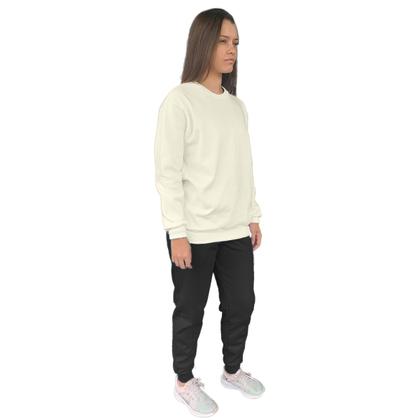 Imagem de Conjunto de Moletom Feminino Blusa Sem Capuz e Calça Jogger Liso