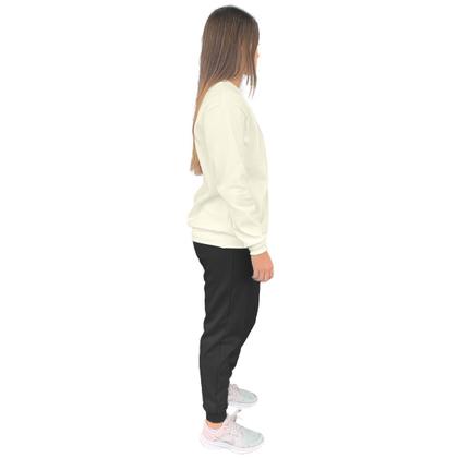 Imagem de Conjunto de Moletom Feminino Blusa Sem Capuz e Calça Jogger Liso