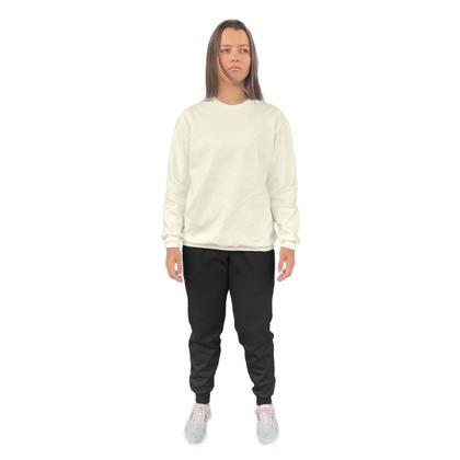 Imagem de Conjunto de Moletom Feminino Blusa Sem Capuz e Calça Jogger Liso
