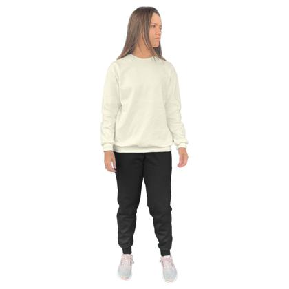 Imagem de Conjunto de Moletom Feminino Blusa Sem Capuz e Calça Jogger Liso