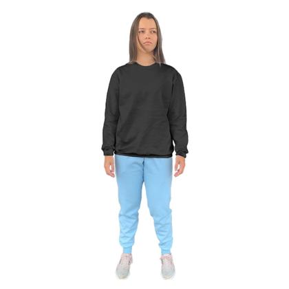 Imagem de Conjunto de Moletom Feminino Blusa Sem Capuz e Calça Jogger Liso