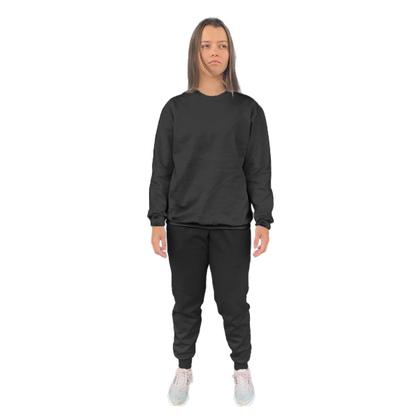 Imagem de Conjunto de Moletom Feminino Blusa Sem Capuz e Calça Jogger Liso