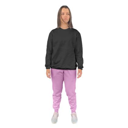 Imagem de Conjunto de Moletom Feminino Blusa Sem Capuz e Calça Jogger Liso