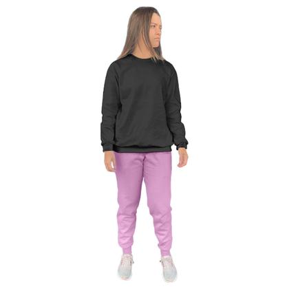Imagem de Conjunto de Moletom Feminino Blusa Sem Capuz e Calça Jogger Liso