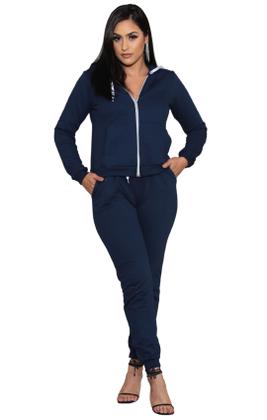 Imagem de Conjunto de moletom feminino Canguru Agasalho Blusa e calça de frio