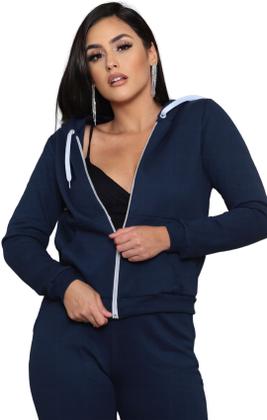 Imagem de Conjunto de moletom feminino Canguru Agasalho Blusa e calça de frio