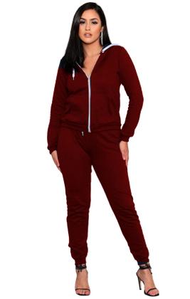 Imagem de Conjunto de moletom feminino Canguru Agasalho Blusa e calça de frio