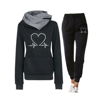 Imagem de Conjunto De Moletom Feminino De Inverno Quente Em Duas Peças Com Capuz E Calças Para Corrida E