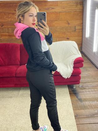 Imagem de Conjunto de moletom feminino flanelado inverno calça e blusa