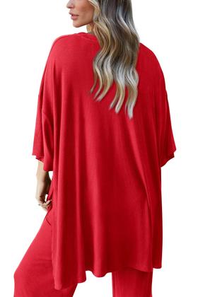Imagem de Conjunto de Moletom PRETTYGARDEN Feminino 2 Peças Vermelho XL