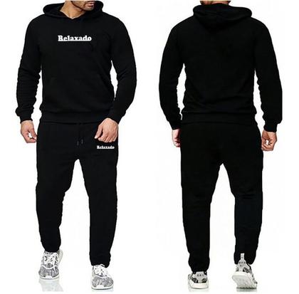 Imagem de Conjunto de Moletom Relaxado Blusa DE Frio Com Capuz E Calça Flanelada