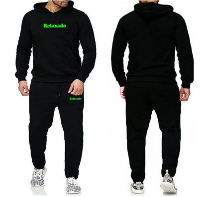 Imagem de Conjunto de Moletom Relaxado Blusa DE Frio Com Capuz E Calça Flanelada