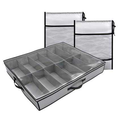 Imagem de Conjunto De Organizadores Para Calçados Com 12 Pares E 2 Sacos Com Visor