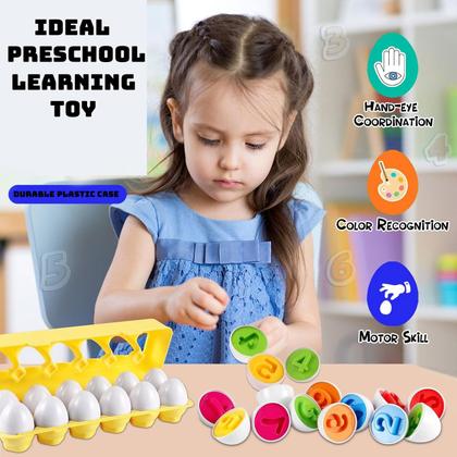 Imagem de Conjunto de ovos combinando Reconhecimento Montessori de cores e números