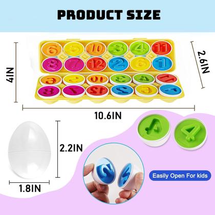 Imagem de Conjunto de ovos combinando Reconhecimento Montessori de cores e números