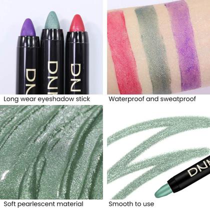 Conjunto de palitos de sombra creme Kaely Waterproof, 2 unidades verdes Imagem de Conjunto de palitos de sombra creme Kaely Waterproof, 2 unidades verdes