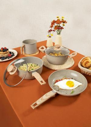 Imagem de Conjunto de panelas 4 peças com revestimento cerâmico marble edition cinza dust