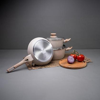 Imagem de Conjunto de panelas 5 peças com revestimento cerâmico balança digital vanilla