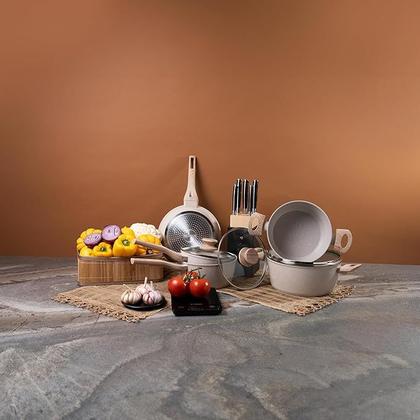 Imagem de Conjunto de panelas 5 peças com revestimento cerâmico balança digital vanilla