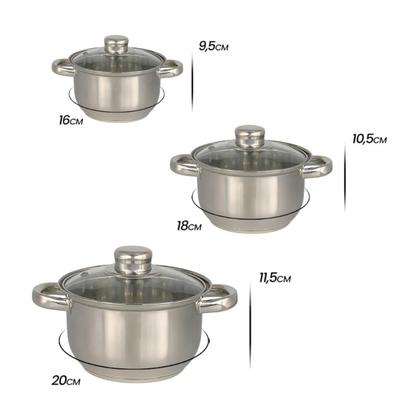 Imagem de Conjunto De Panelas 5 Peças Wincy Em Inox Com Tampa de Vidro