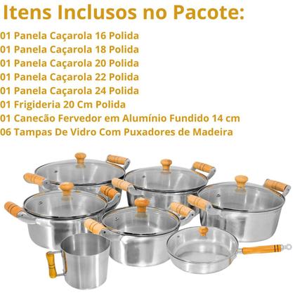 Imagem de Conjunto De Panelas 7 Peças Alumínio Fundido Batido Grosso