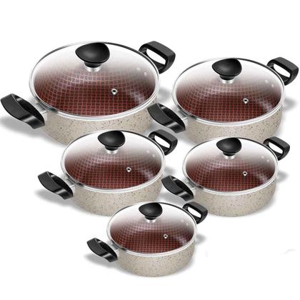 Imagem de Conjunto De Panelas Antiaderente Vanilla Spesso Caçarola 5 Peças Patolux