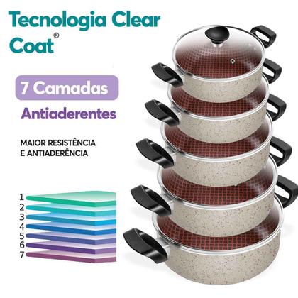 Imagem de Conjunto De Panelas Antiaderente Vanilla Spesso Caçarola 5 Peças Patolux