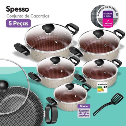 Imagem de Conjunto De Panelas Antiaderente Vanilla Spesso Caçarola 5 Peças Patolux