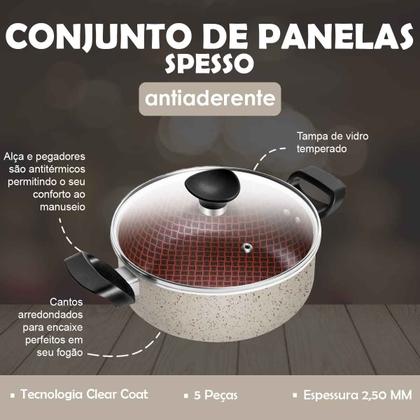 Imagem de Conjunto De Panelas Antiaderente Vanilla Spesso Caçarola 5 Peças Patolux